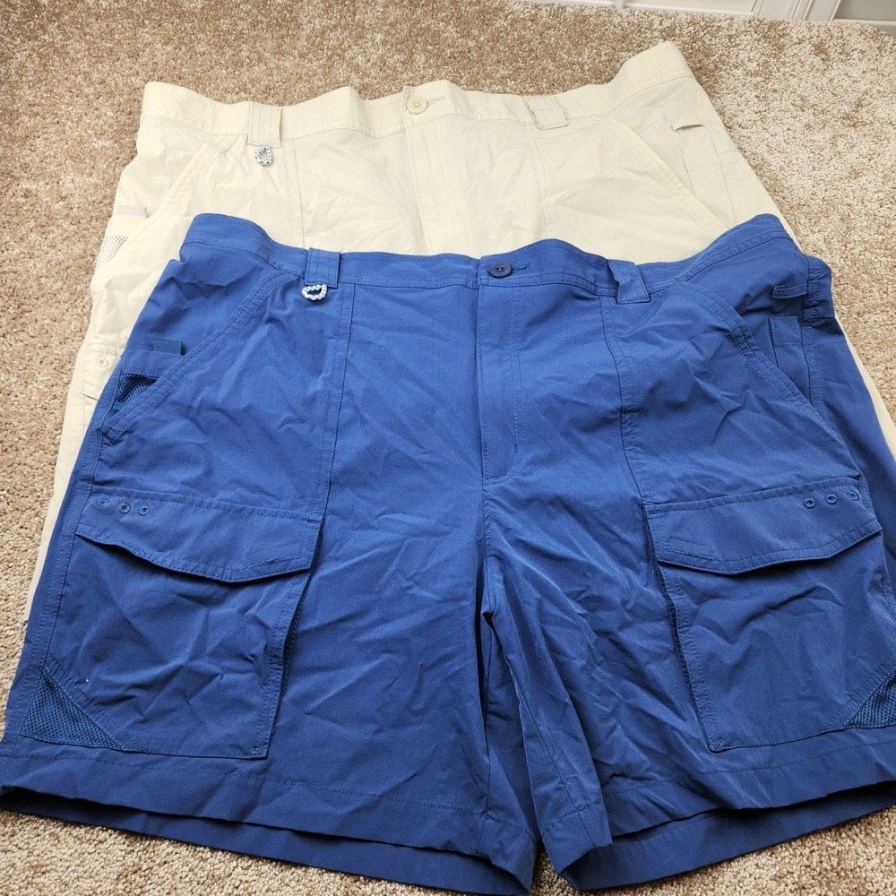 Columbia PFG Mens Shorts Bundle Blue Tan XL 6L PFG Performance Fishing Gear Lot